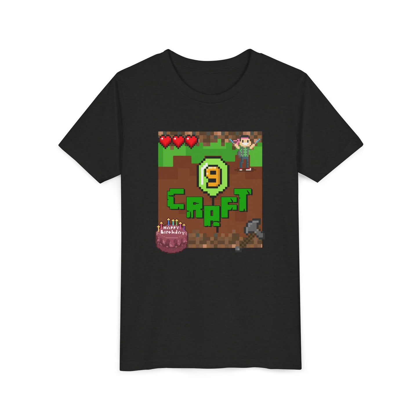 Minecraft-Style '9 Craft' Kids Tee — Birthday Gamer Shirt