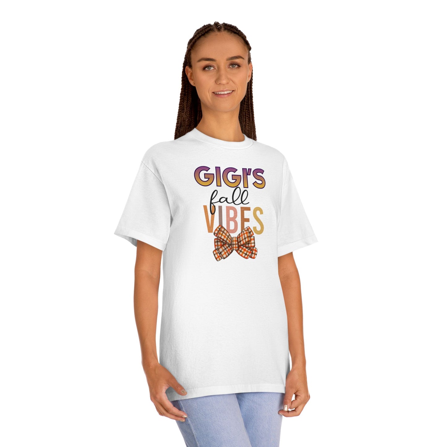 Gigi's Fall Vibes Tee — Plaid Bow Grandma Autumn Shirt