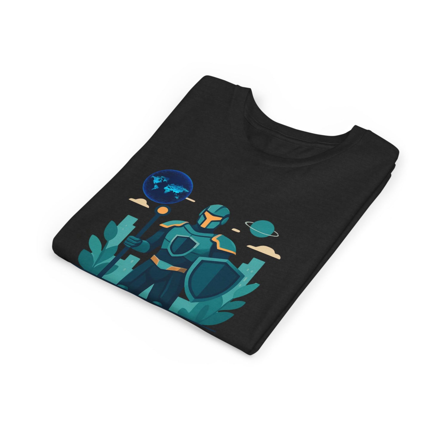 Youth Tee — "Future World Protector" Space Knight Graphic Shirt