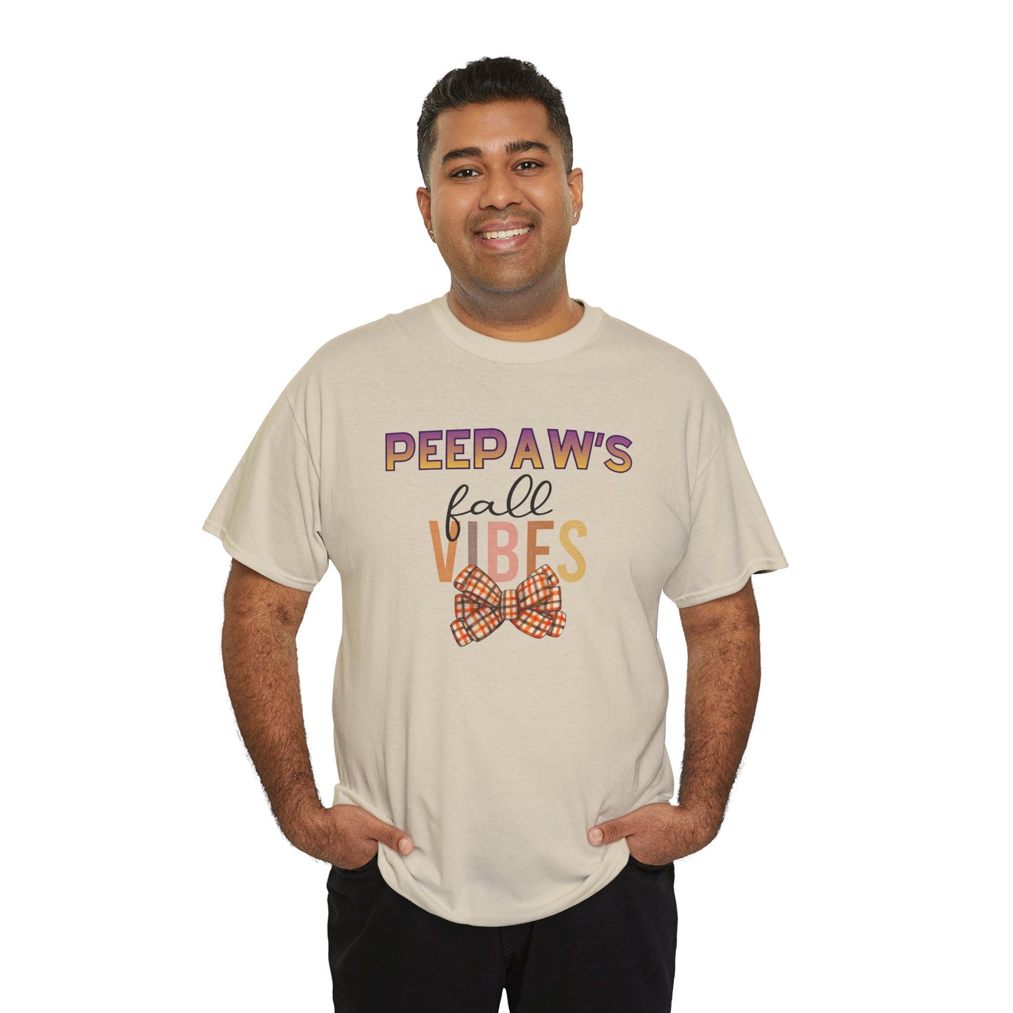 Pepaw's Fall Vibes T-Shirt — Grandpa Autumn Plaid Bow Tee
