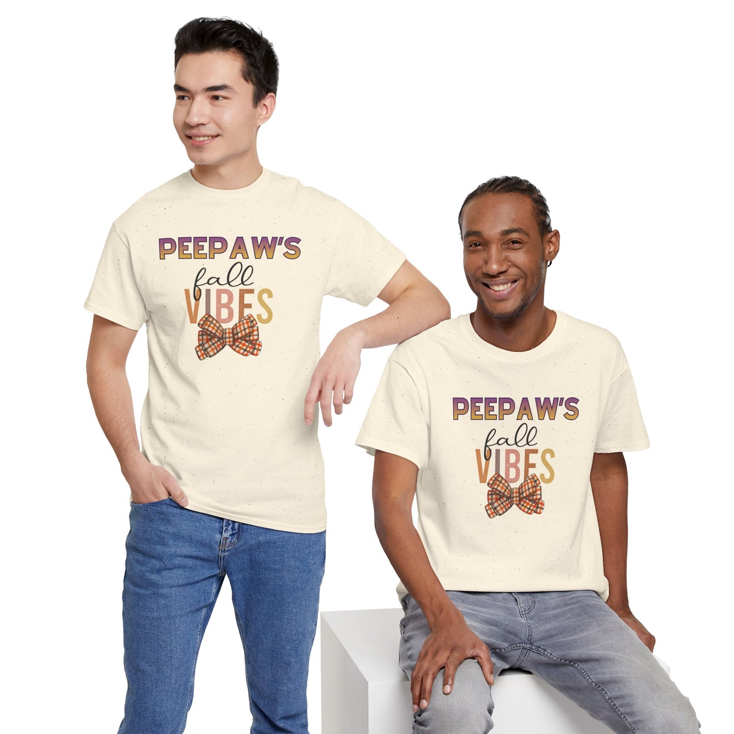 Pepaw's Fall Vibes T-Shirt — Grandpa Autumn Plaid Bow Tee