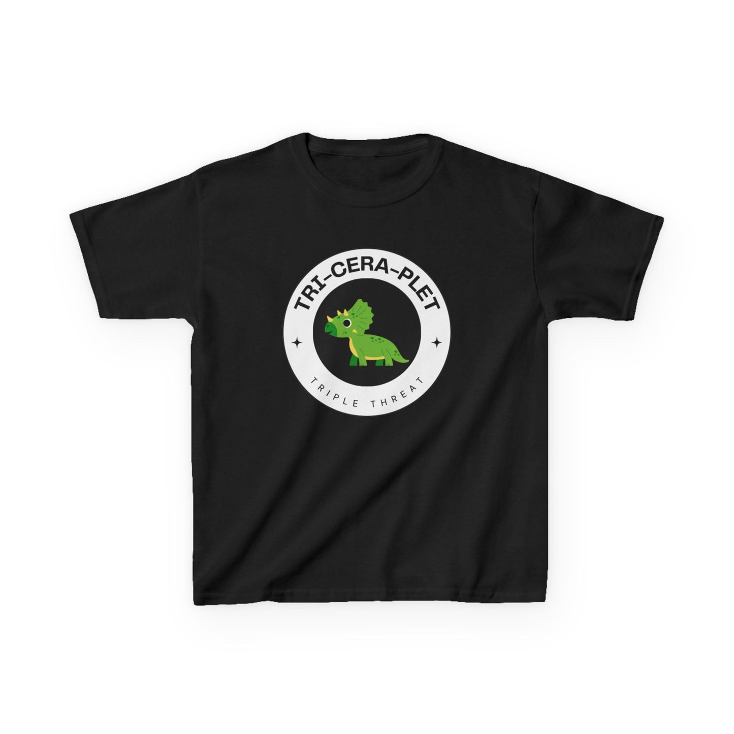 Tri-Cera-Plet Young Kids T-Shirt - Fun Dino Graphic T-Shirt for Triplets
