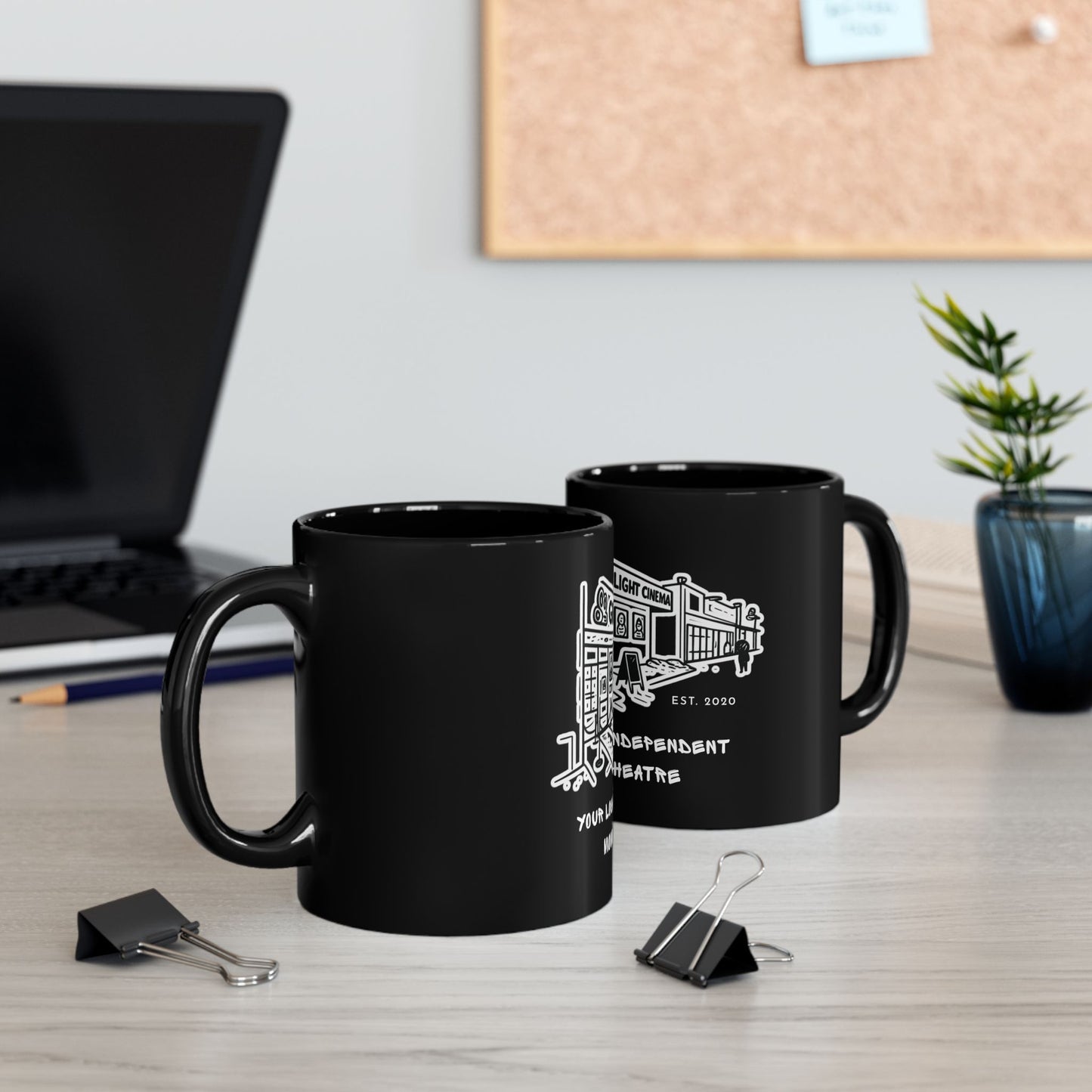 Cinema Mug — 'Green Light Cinema: Your Local Independent Movie Theatre' Black Coffee Cup (11oz & 15oz)