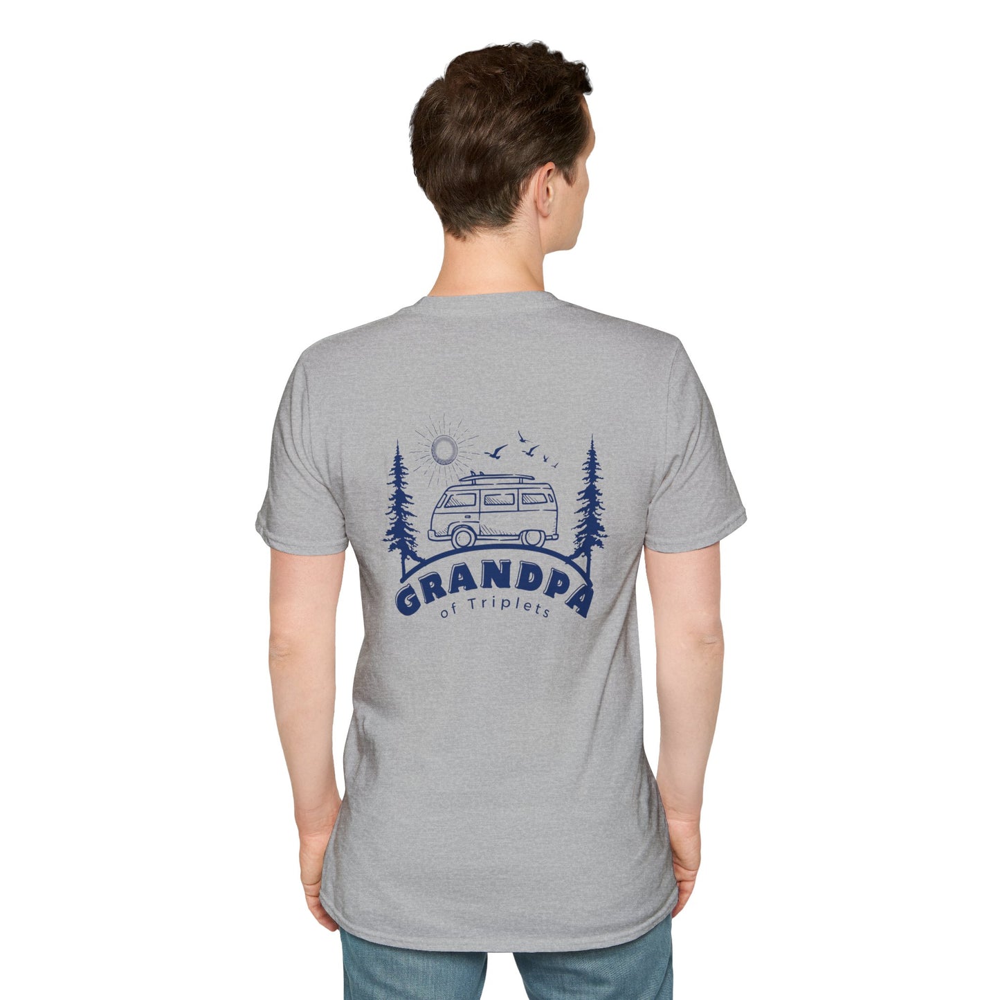 Grandpa of Triplets- Camper Graphic T-Shirt — front and Back Designs