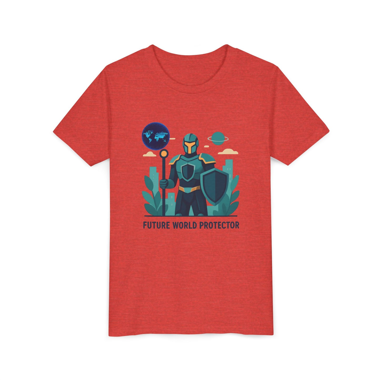 Youth Tee — "Future World Protector" Space Knight Graphic Shirt