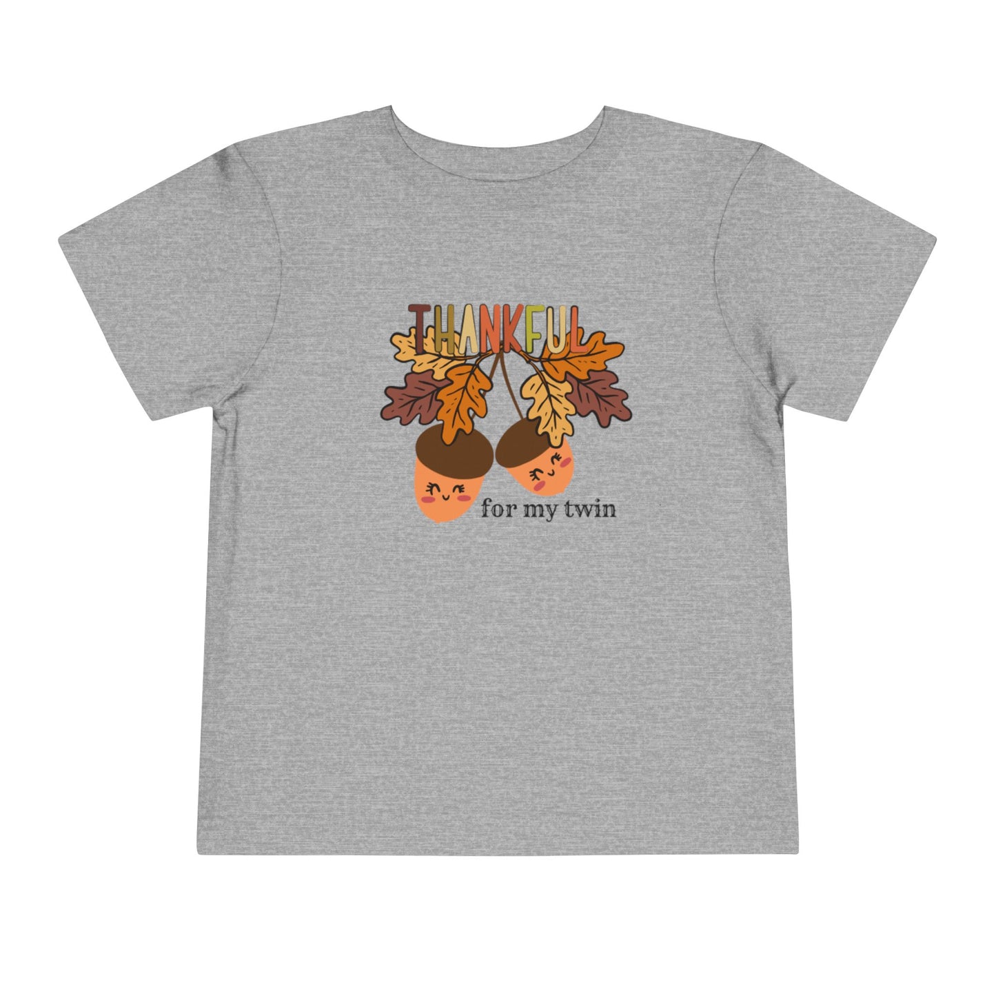 Thankful for My Twin Toddler Tee — Fall Acorn & Leaves Thanksgiving Shirt