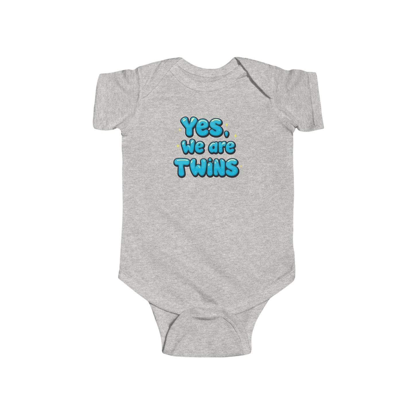 Yes, We Are Twins -Baby Bodysuit - Cute Blue Twin Announcement Onesie