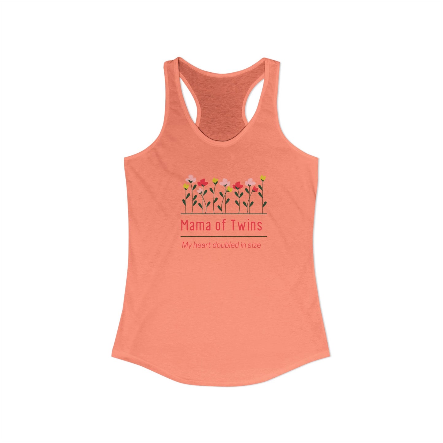 Mama of Twins- Floral Women's Ideal Racerback Tank