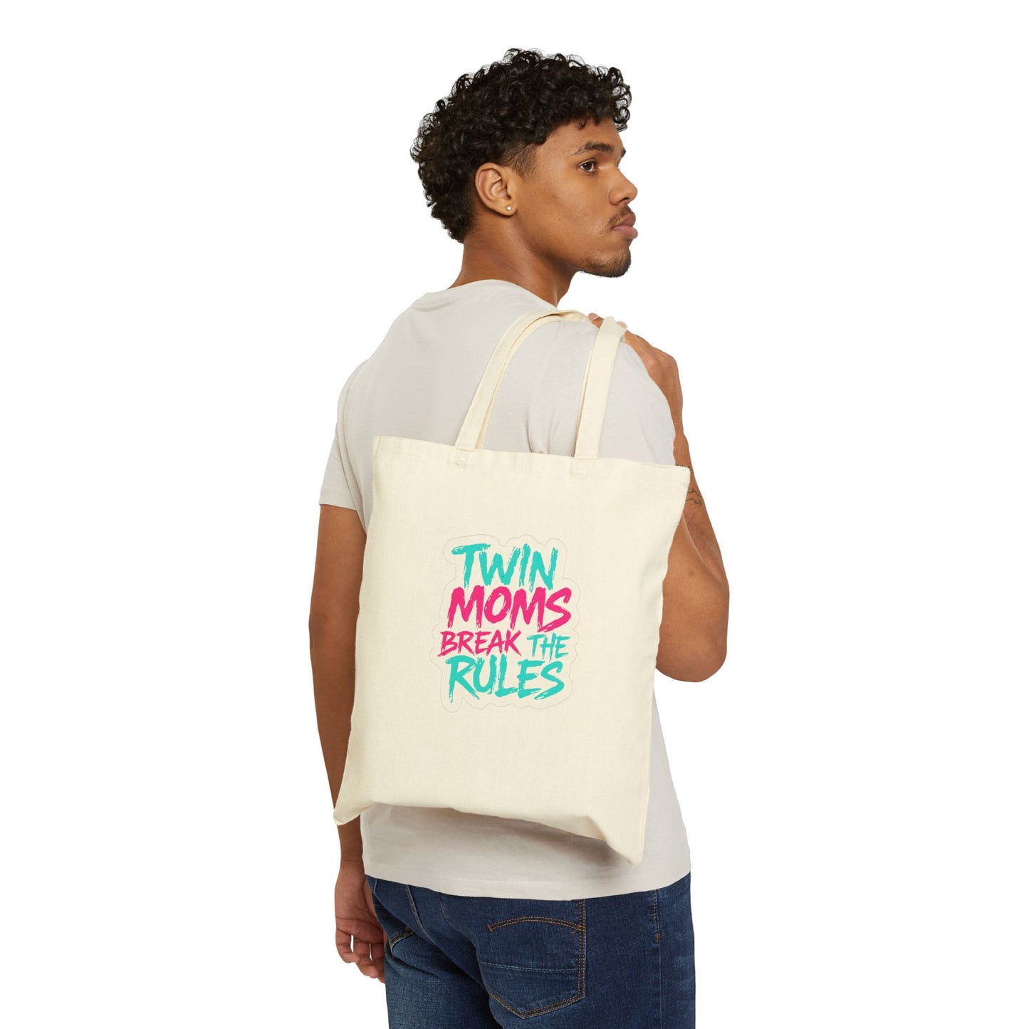 Twin Moms Break the Rules- Canvas Tote — Funny Mom Tote Bag for Twin Mothers