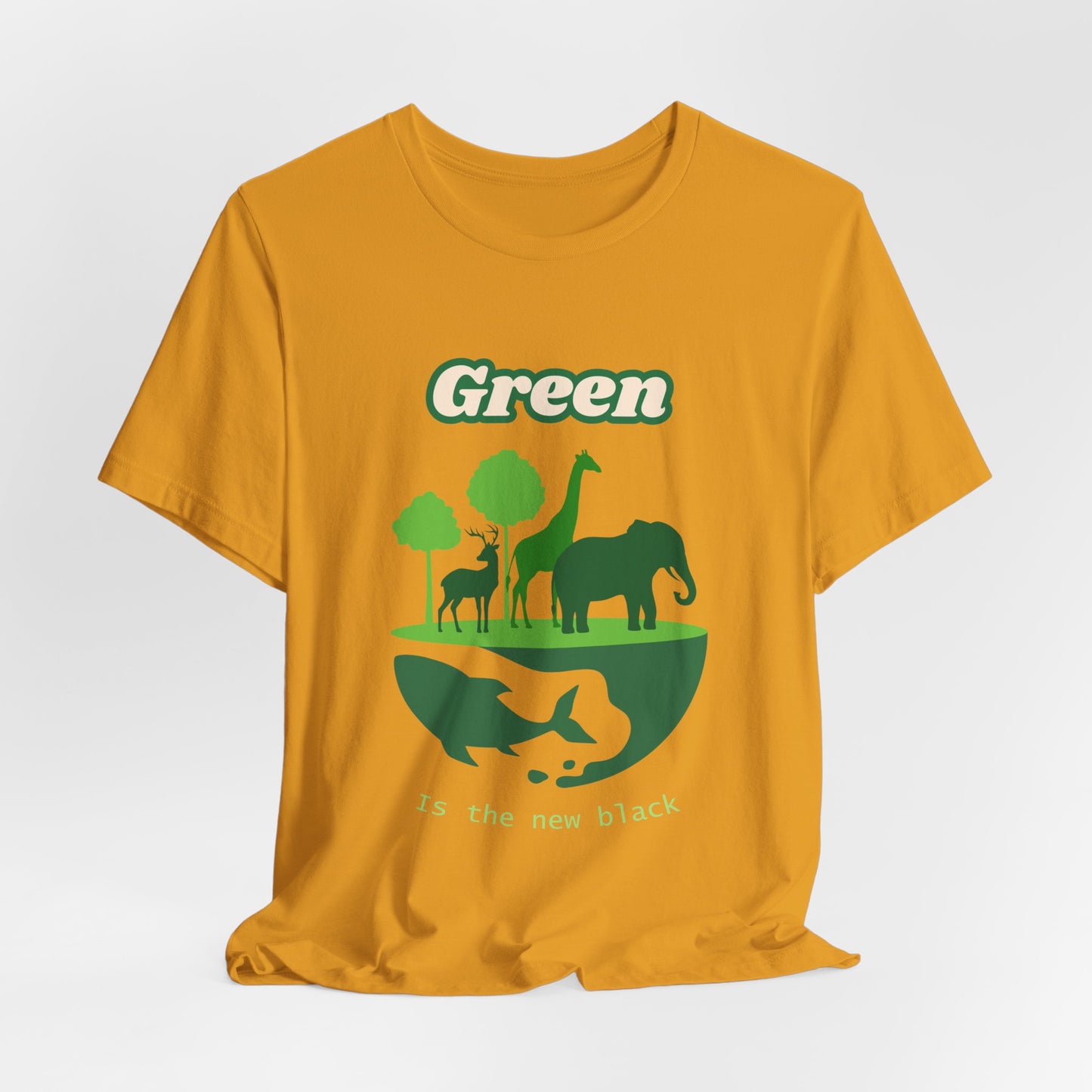 Green Mens Wildlife Conservation T-Shirt — "Green is the New Black" Eco Tee