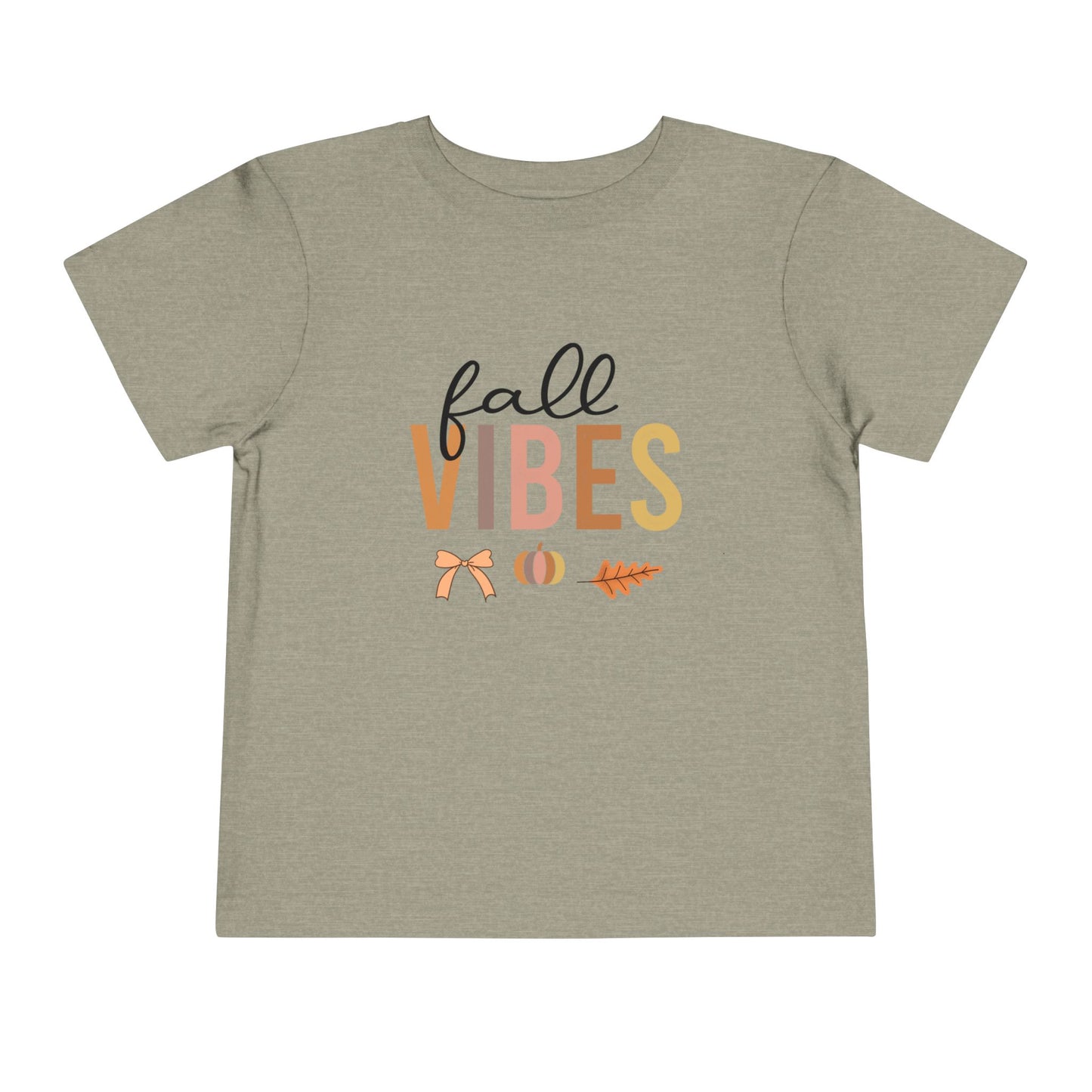 Toddler Tee – "Fall Vibes" Pumpkin & Leaf Autumn Graphic