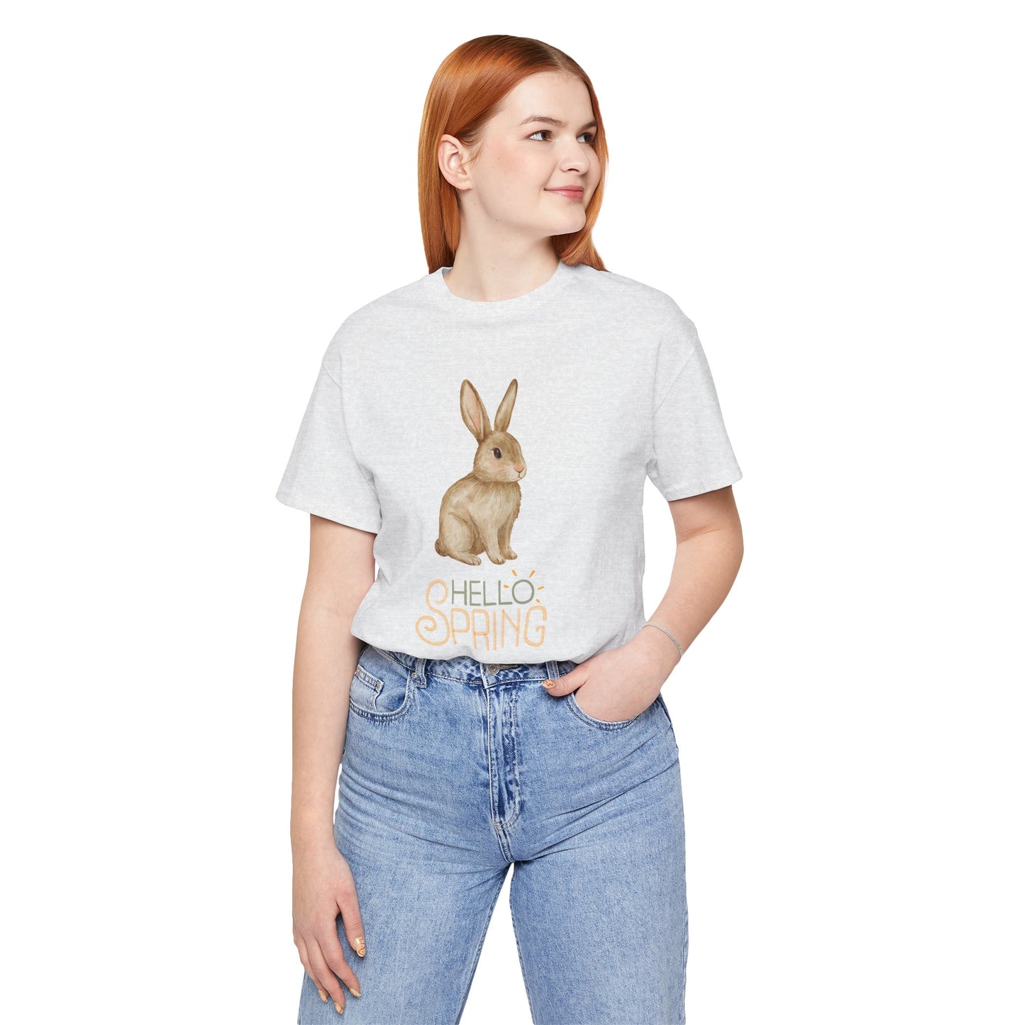 Hello Spring Bunny T-Shirt — Cute Watercolor Rabbit Spring Tee