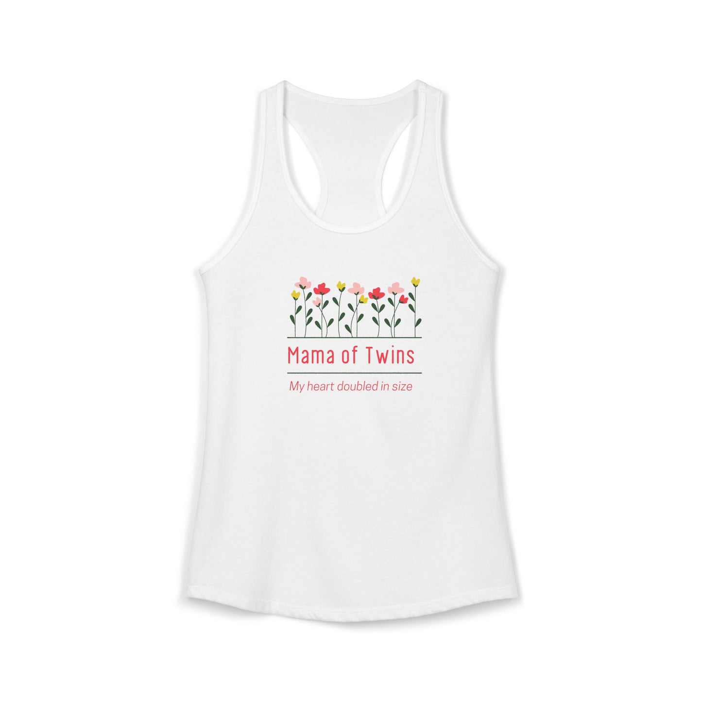 Mama of Twins- Floral Women's Ideal Racerback Tank
