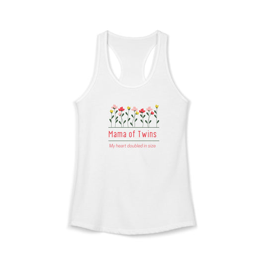 Mama of Twins- Floral Women's Ideal Racerback Tank