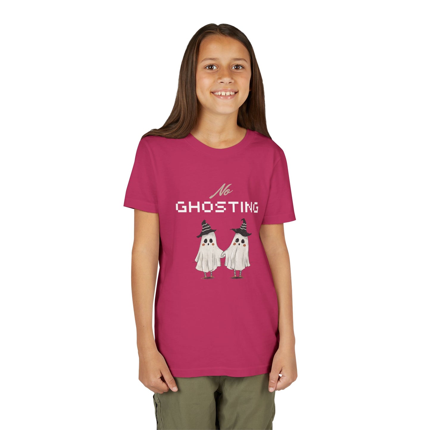 Youth Tee - "No Ghosting" Cute Ghost Kids Halloween T-Shirt