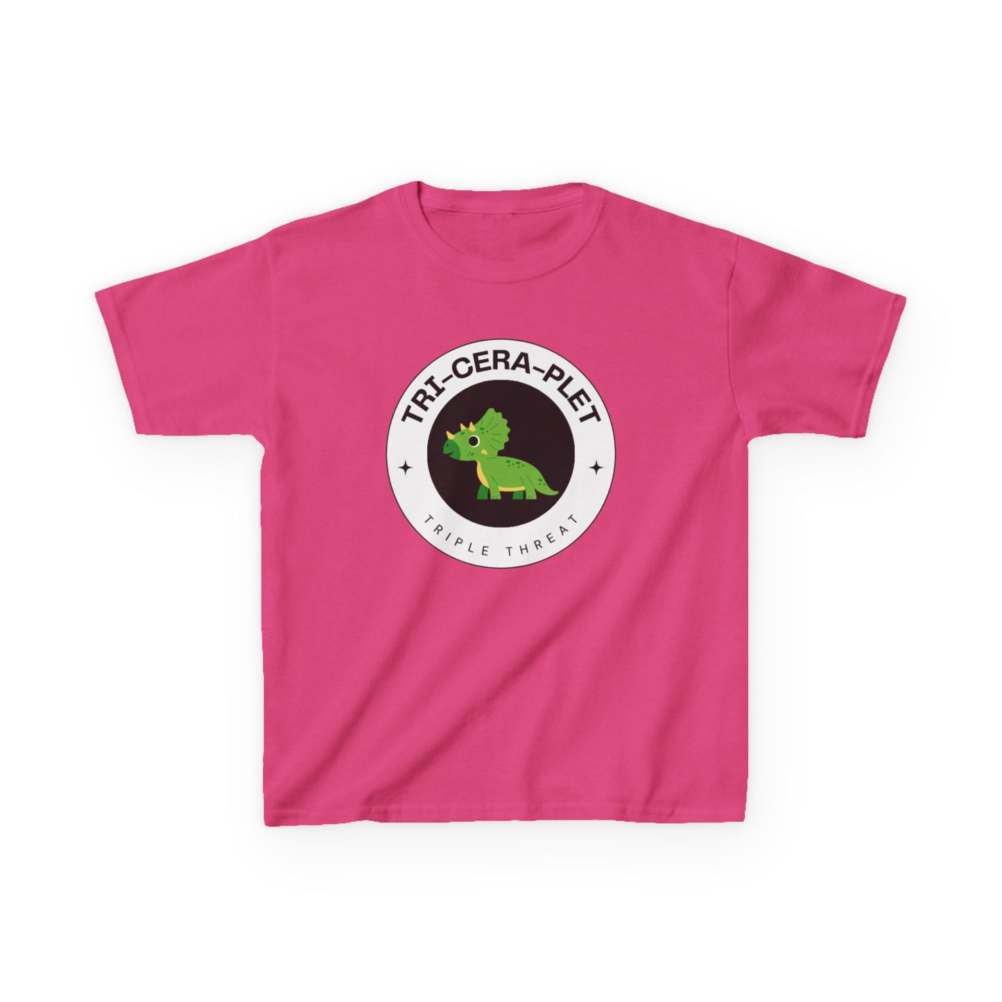 Tri-Cera-Plet Young Kids T-Shirt - Fun Dino Graphic T-Shirt for Triplets