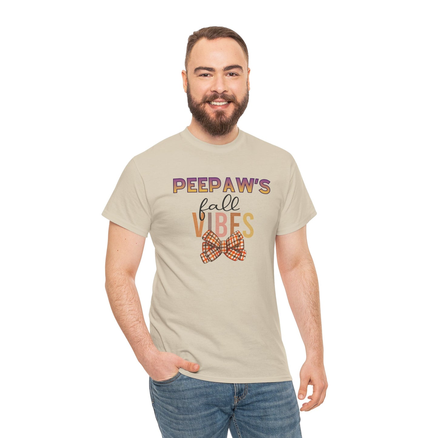 Pepaw's Fall Vibes T-Shirt — Grandpa Autumn Plaid Bow Tee