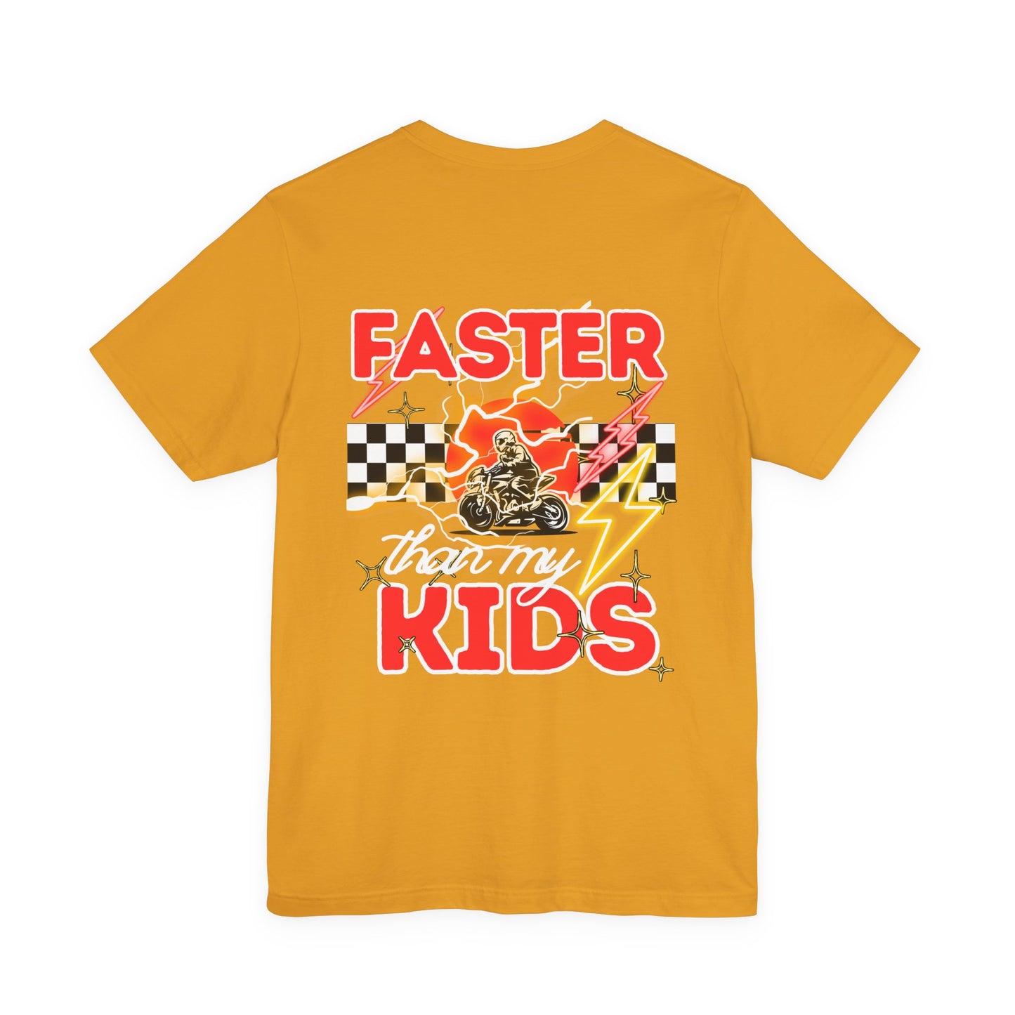 Faster Than My Kids Racing Tee — Motorcycle Retro Graphic Shirt