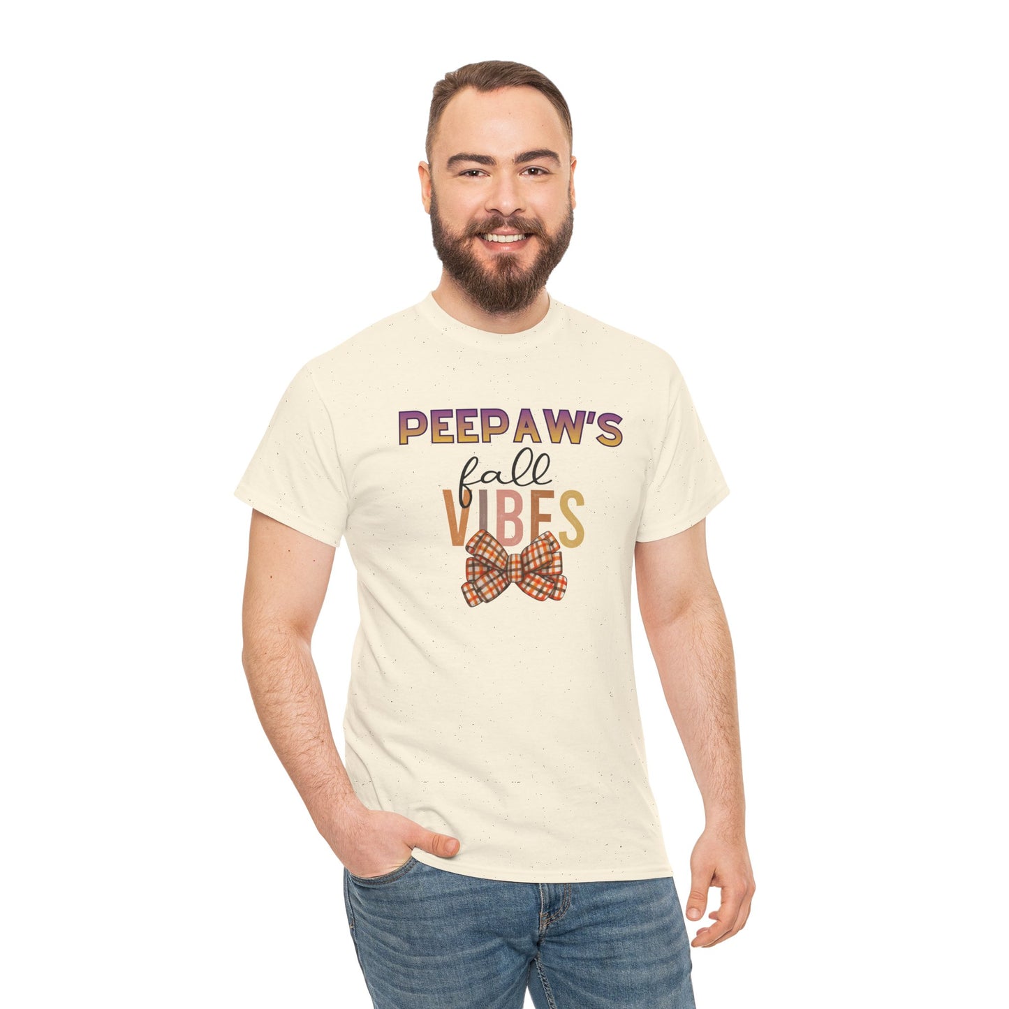 Pepaw's Fall Vibes T-Shirt — Grandpa Autumn Plaid Bow Tee