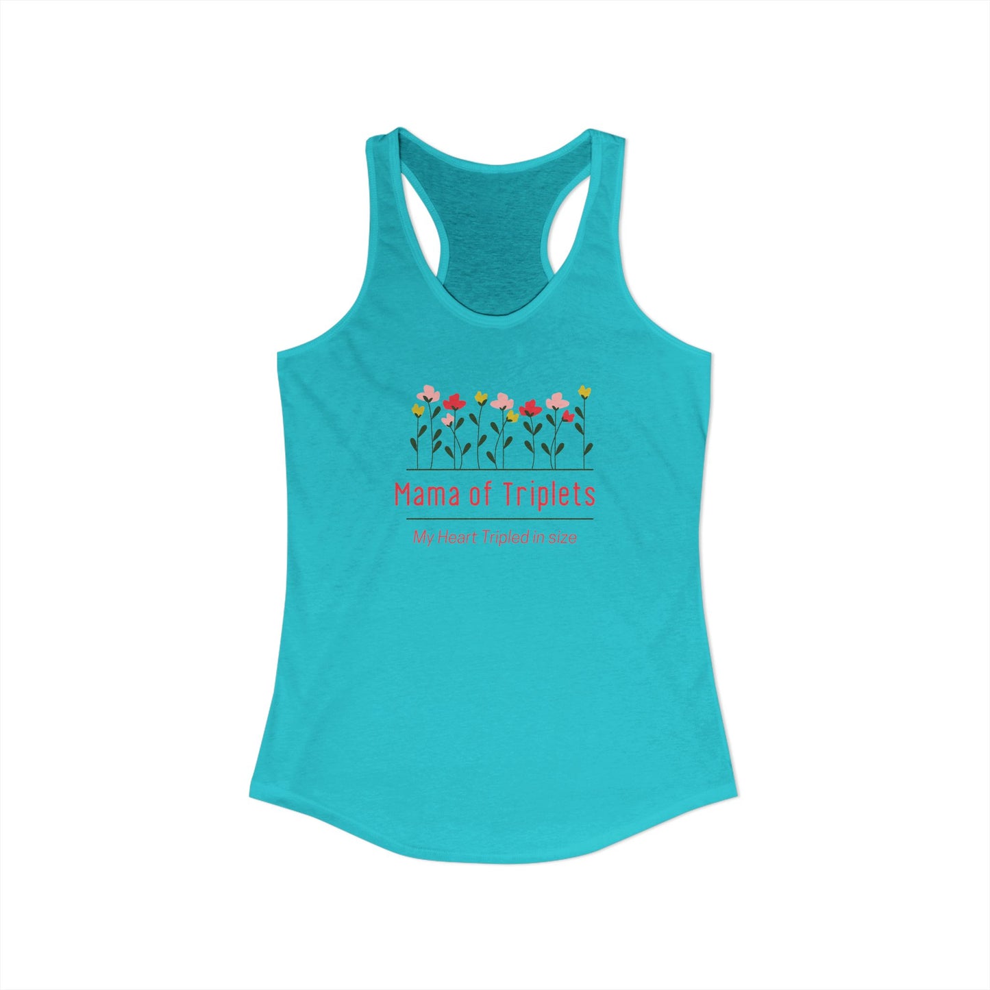 Mama of Triplets- Floral Racerback Tank
