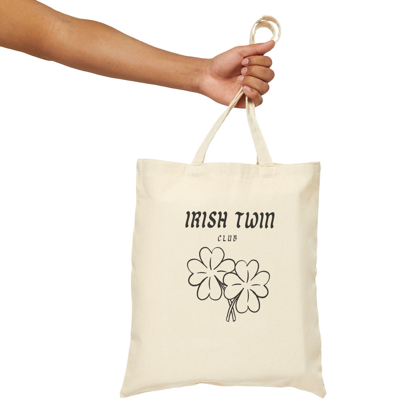 Tote Bag — "Irish Twin Club" Shamrock Cotton Canvas Tote