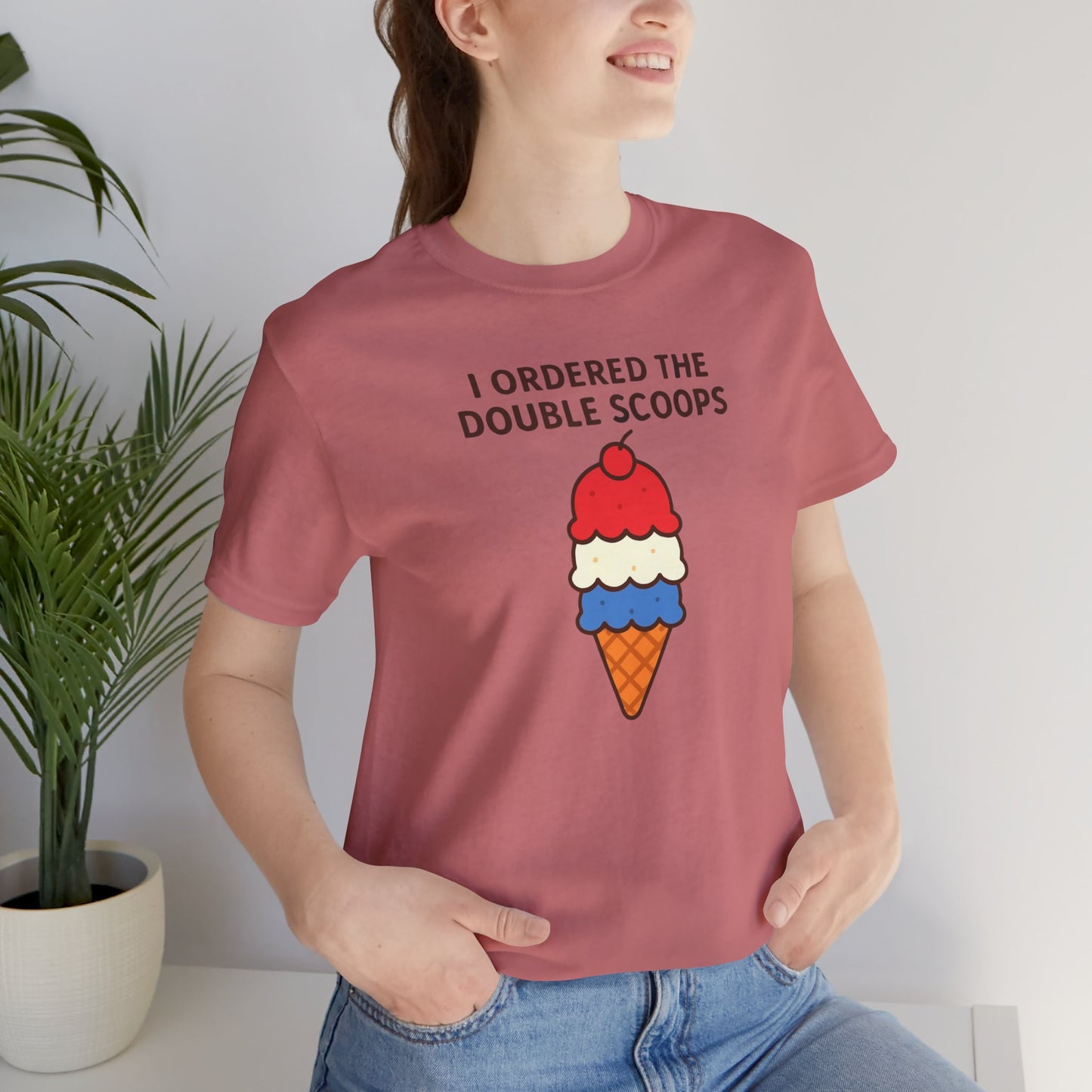 I Ordered the Double Scoops -American Patriotic -Twin Mom -Ice Cream Tee