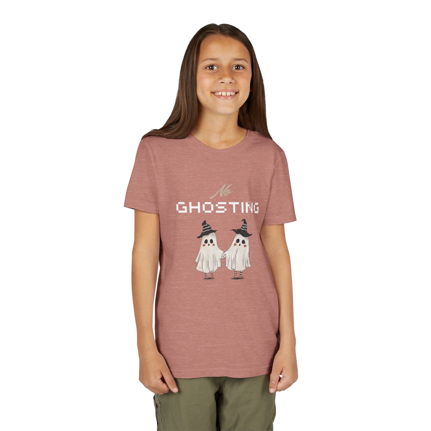 Youth Tee - "No Ghosting" Cute Ghost Kids Halloween T-Shirt