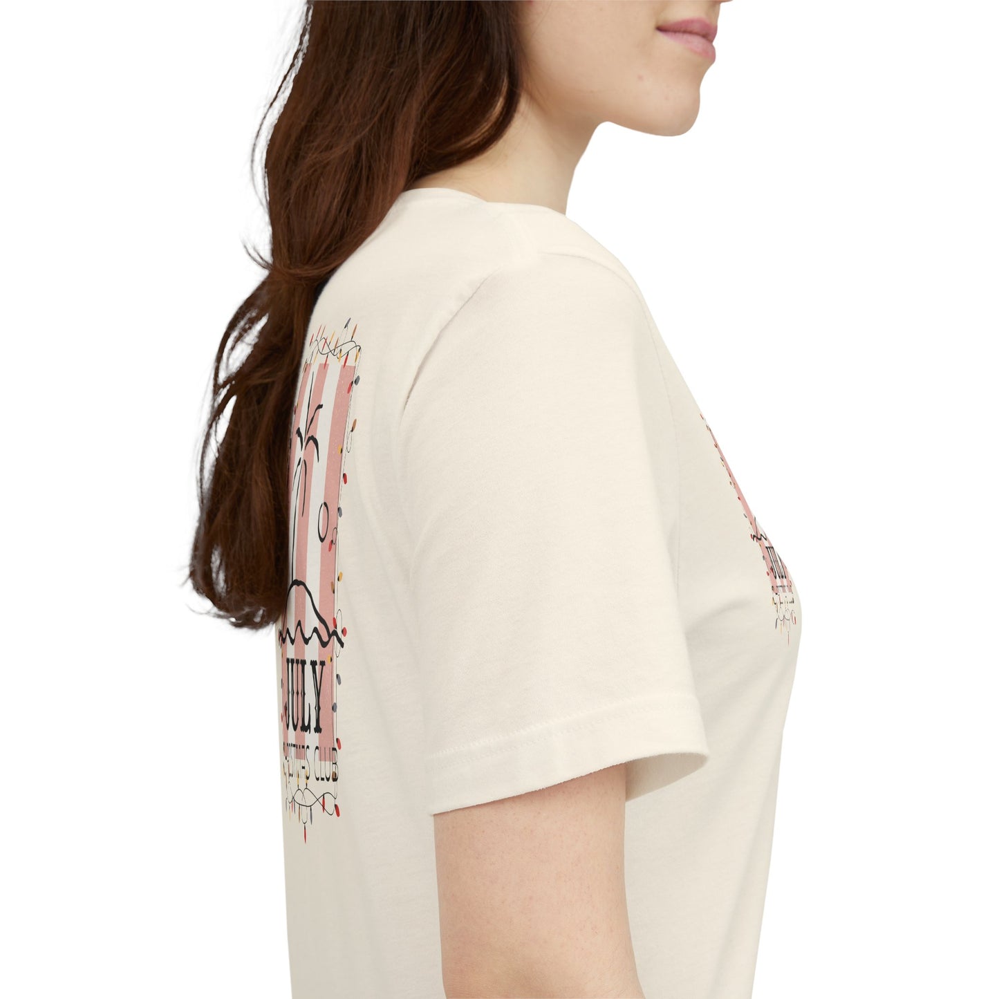 July Christmas Club — Tropical Palm & Holiday Lights Beach Shirt- FRONT AND BACK DESIGN