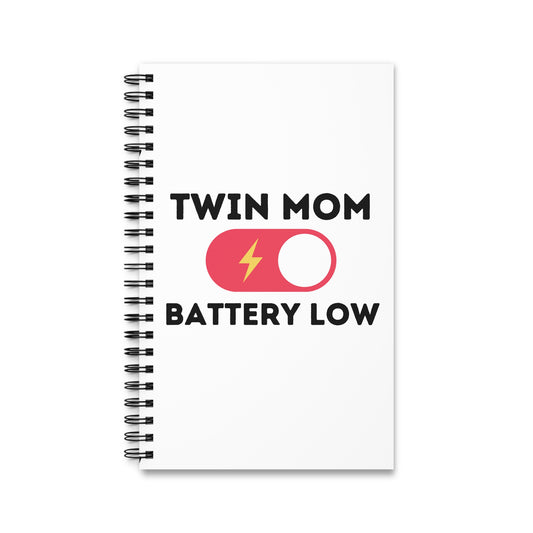 Twin Mom Battery Low Spiral Journal - Perfect Gift for Mothers, Ideal for Journaling and Note-taking