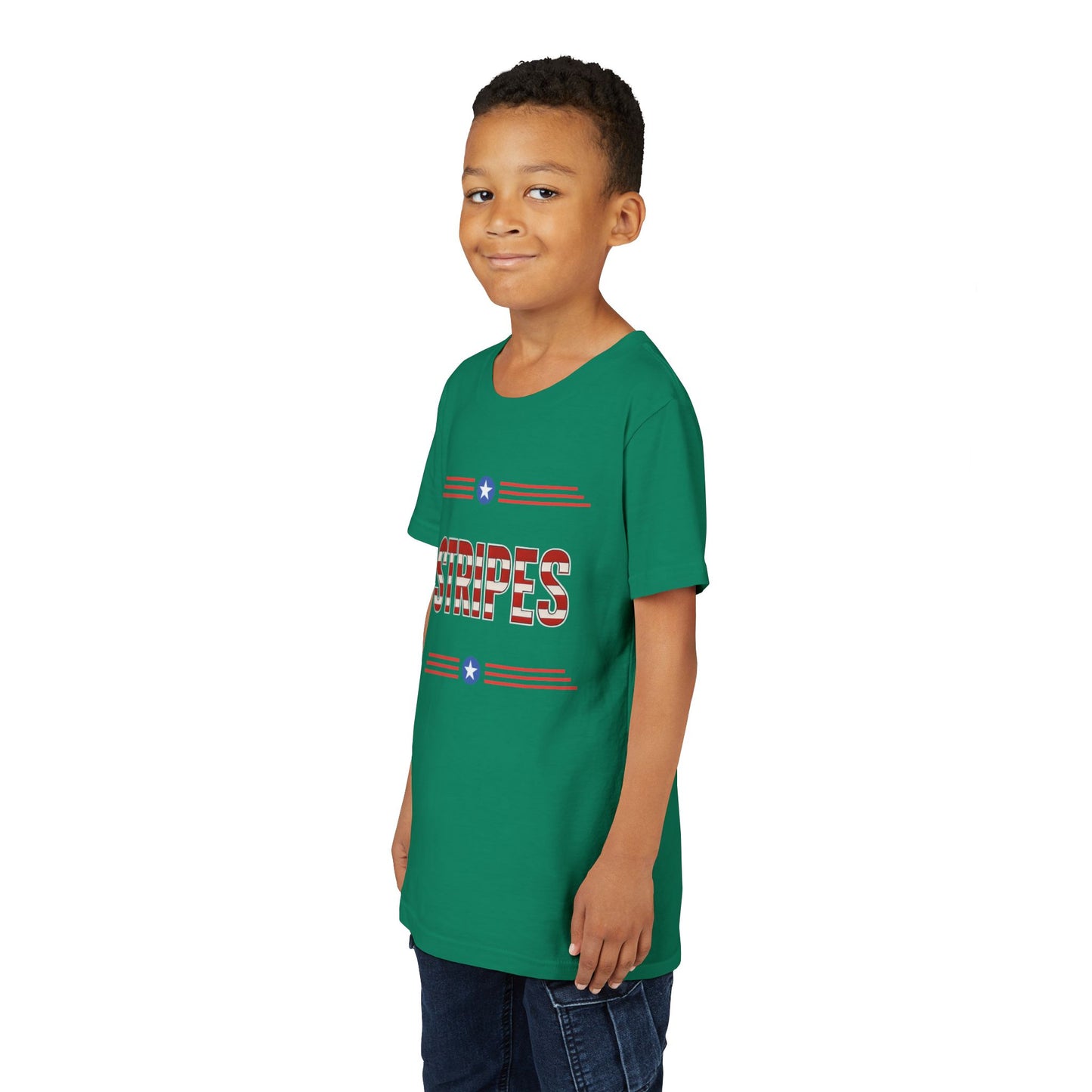 Youth Tee — "Stripes" Patriotic Kids T-Shirt (Red, White & Blue)