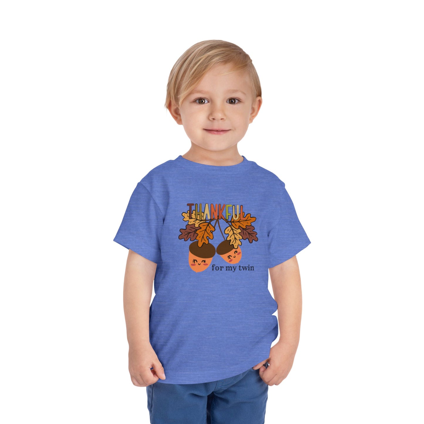 Thankful for My Twin Toddler Tee — Fall Acorn & Leaves Thanksgiving Shirt