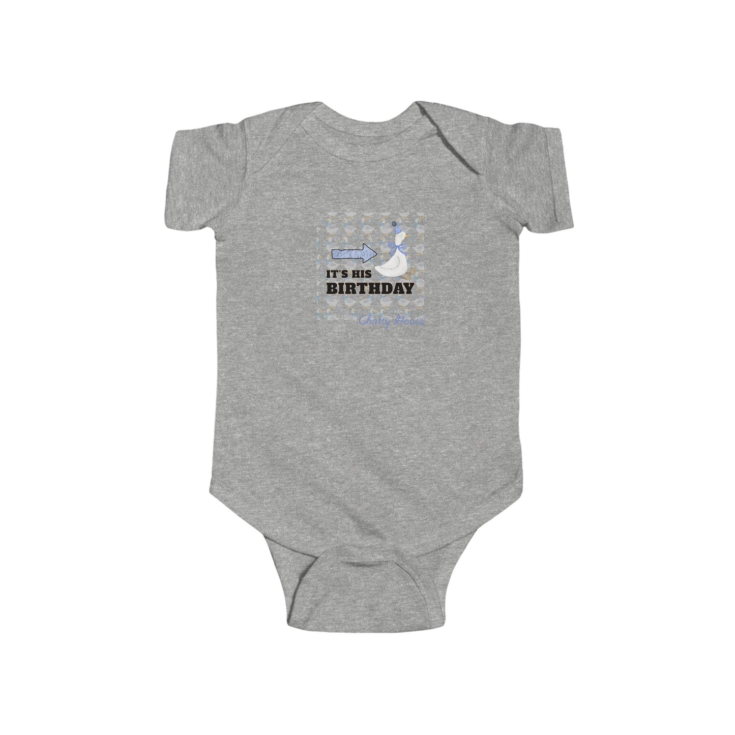 Twin boys Bodysuit — "It’s His Birthday" Chatty Goose- First Birthday Baby Onesie