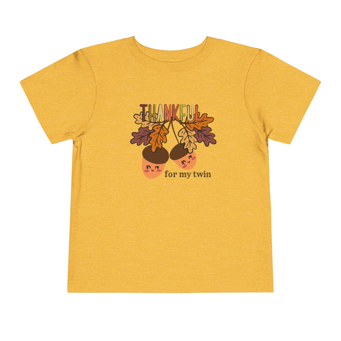 Thankful for My Twin Toddler Tee — Fall Acorn & Leaves Thanksgiving Shirt