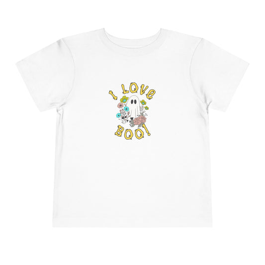 Adorable Toddler Halloween T-shirt - I Love Boo! Cute Ghost Design for Kids, Halloween Costume, Fall Celebration, Trick-or-Treat