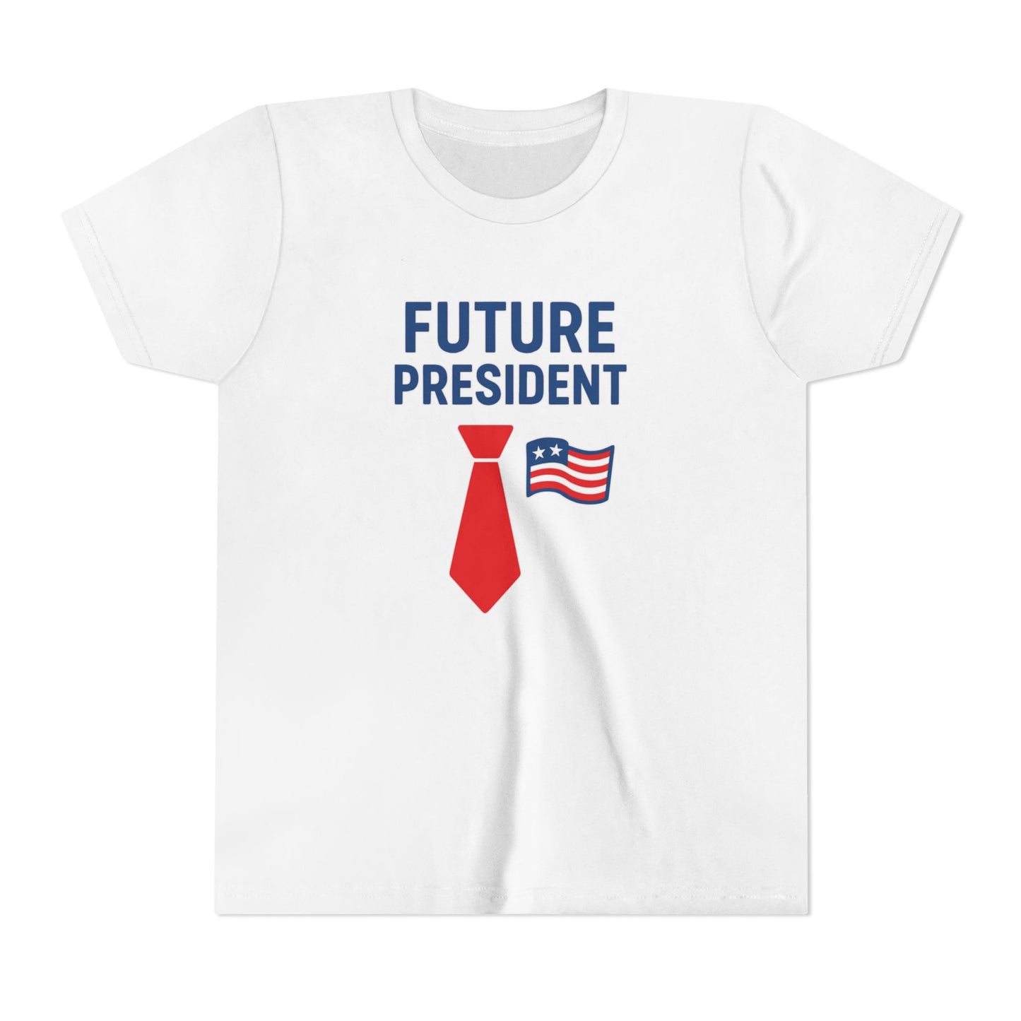 Youth Tee — "Future President" Patriotic Kids T-Shirt with Tie & Flag Design