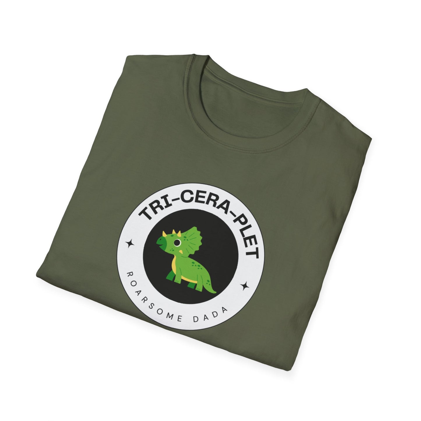 'Tri-Cera-Plet- Roarsome Dada"-Dinosaur Theme- Family Matching Set for Triplets and their Parents