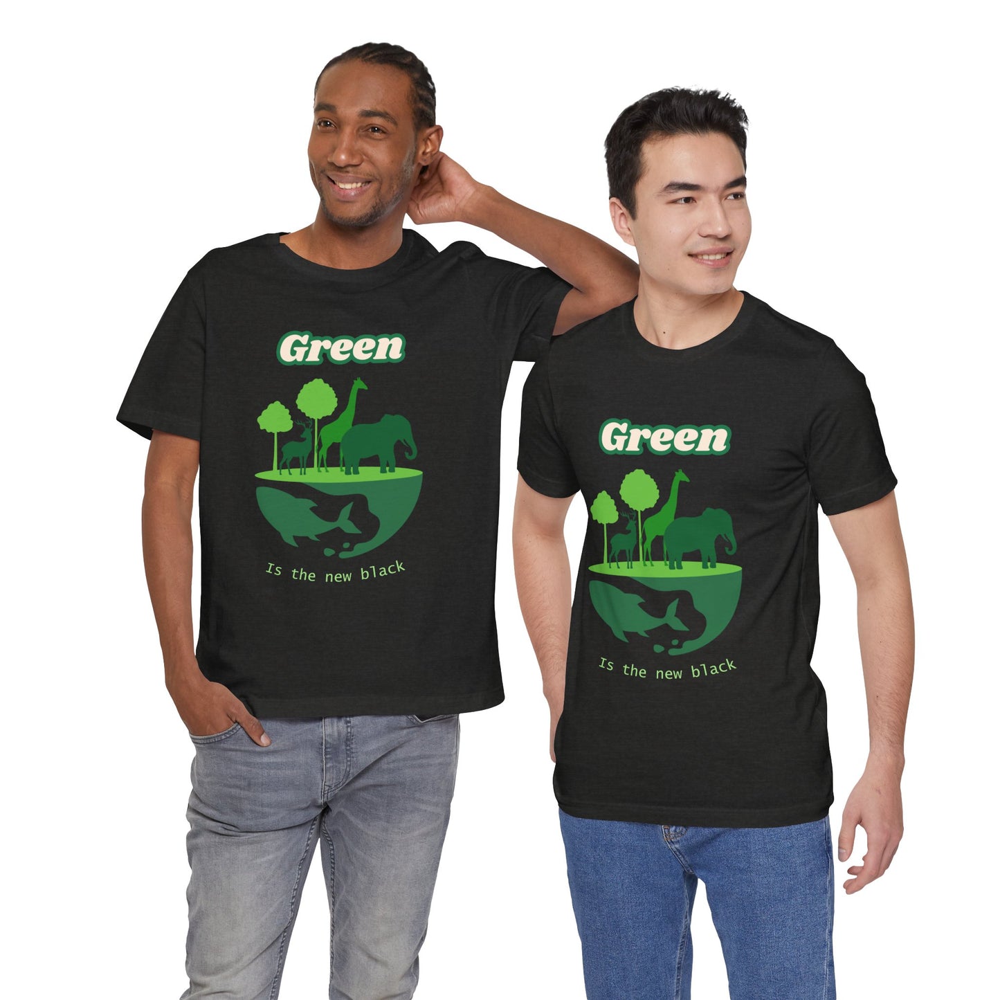 Green Mens Wildlife Conservation T-Shirt — "Green is the New Black" Eco Tee