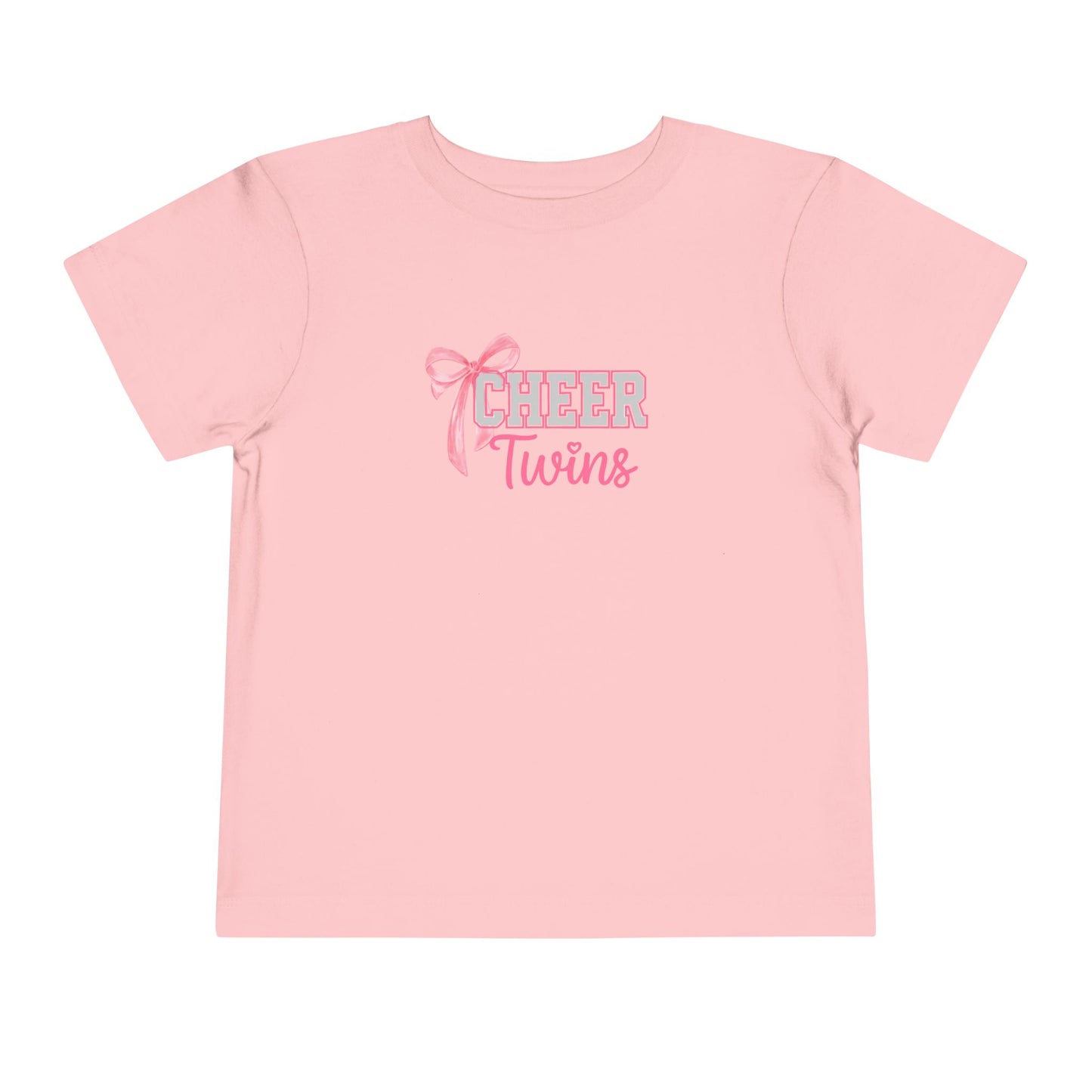Toddler Tee - "Cheer Twins" Pink Bow Graphic