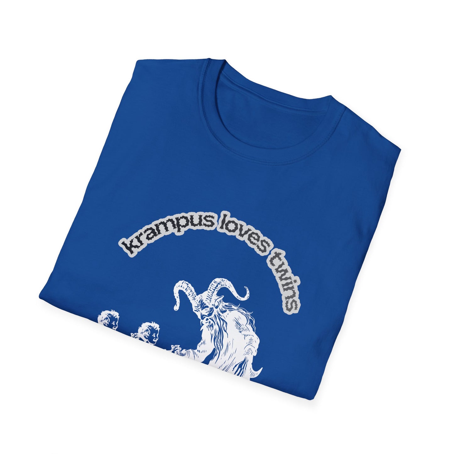 Krampus Loves Twins- Horror Theme Twin Parent Shirt — Funny Gothic Holiday Tee