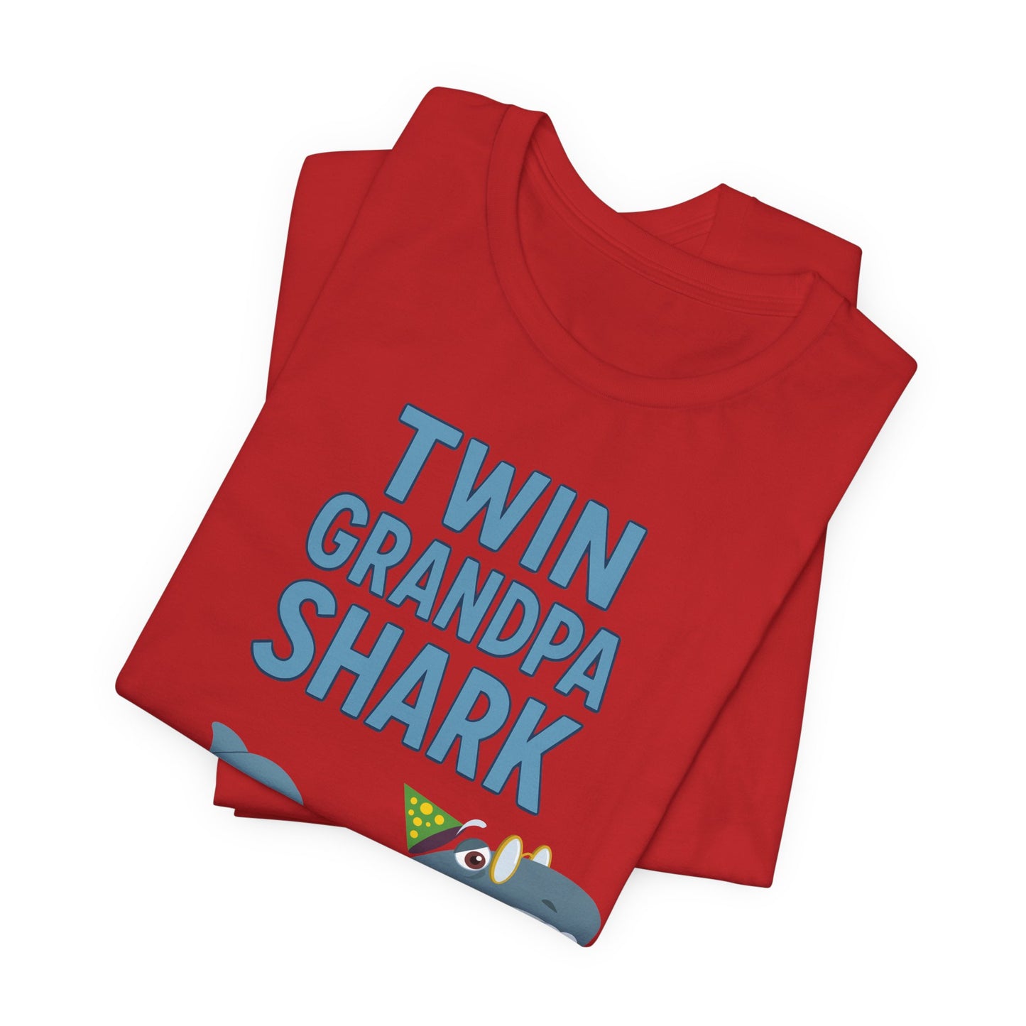 Twin Grandpa Shark T‑Shirt – Cute Grandpa & Twin Grandkids Family Tee