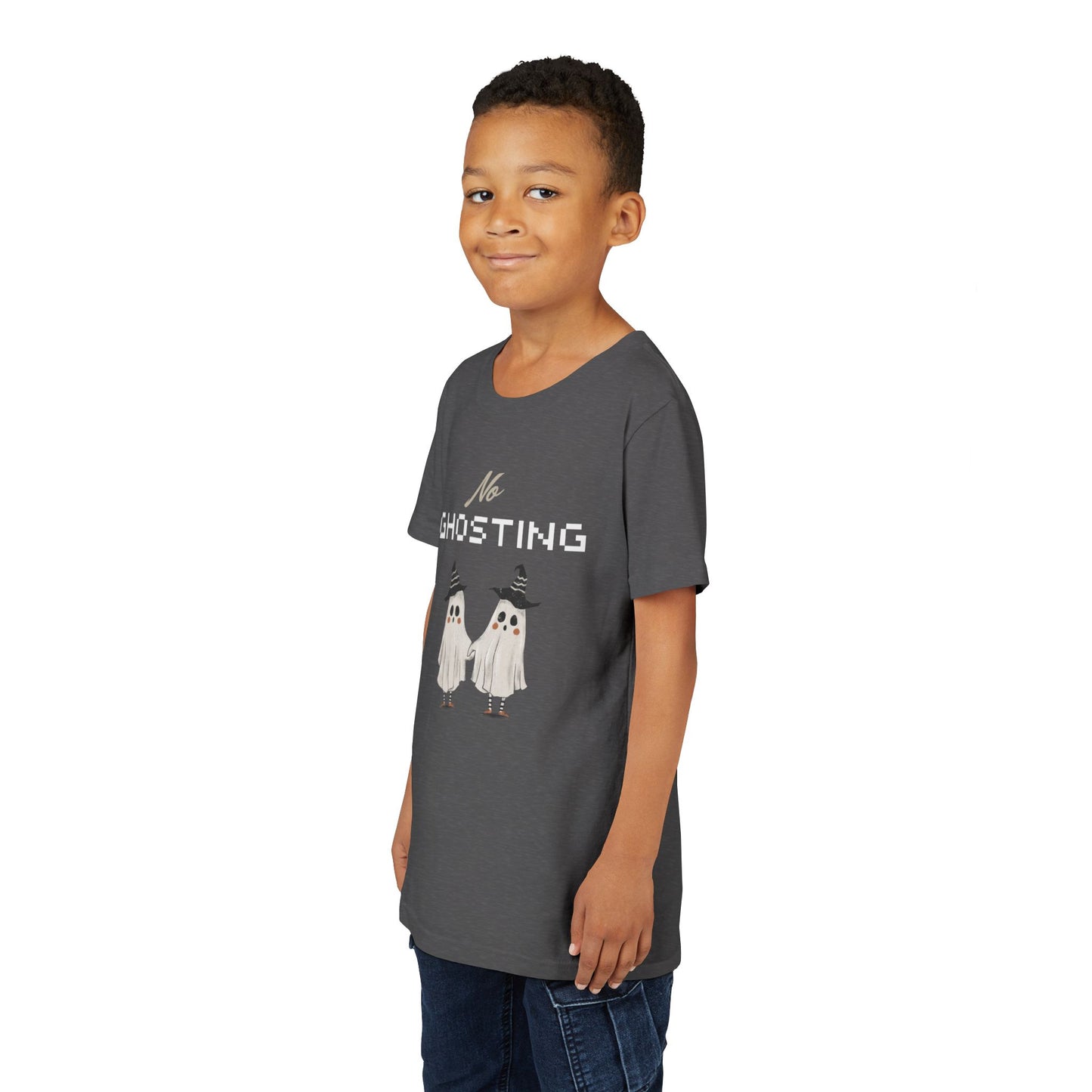 Youth Tee - "No Ghosting" Cute Ghost Kids Halloween T-Shirt