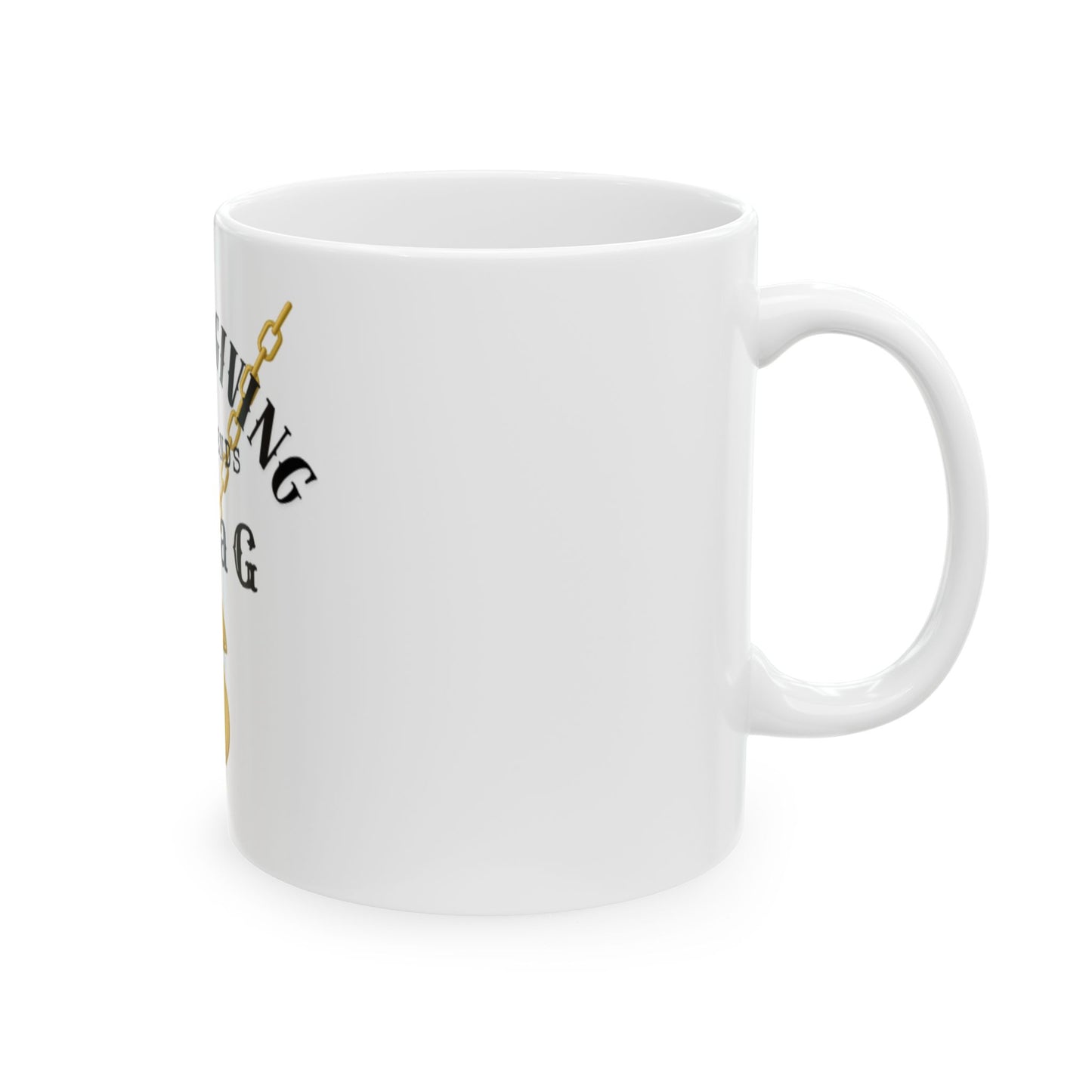 Thanksgiving Always Ends With a G Mug — Funny Holiday Coffee Cup with Gold Dollar Chain Design (11oz & 15oz)