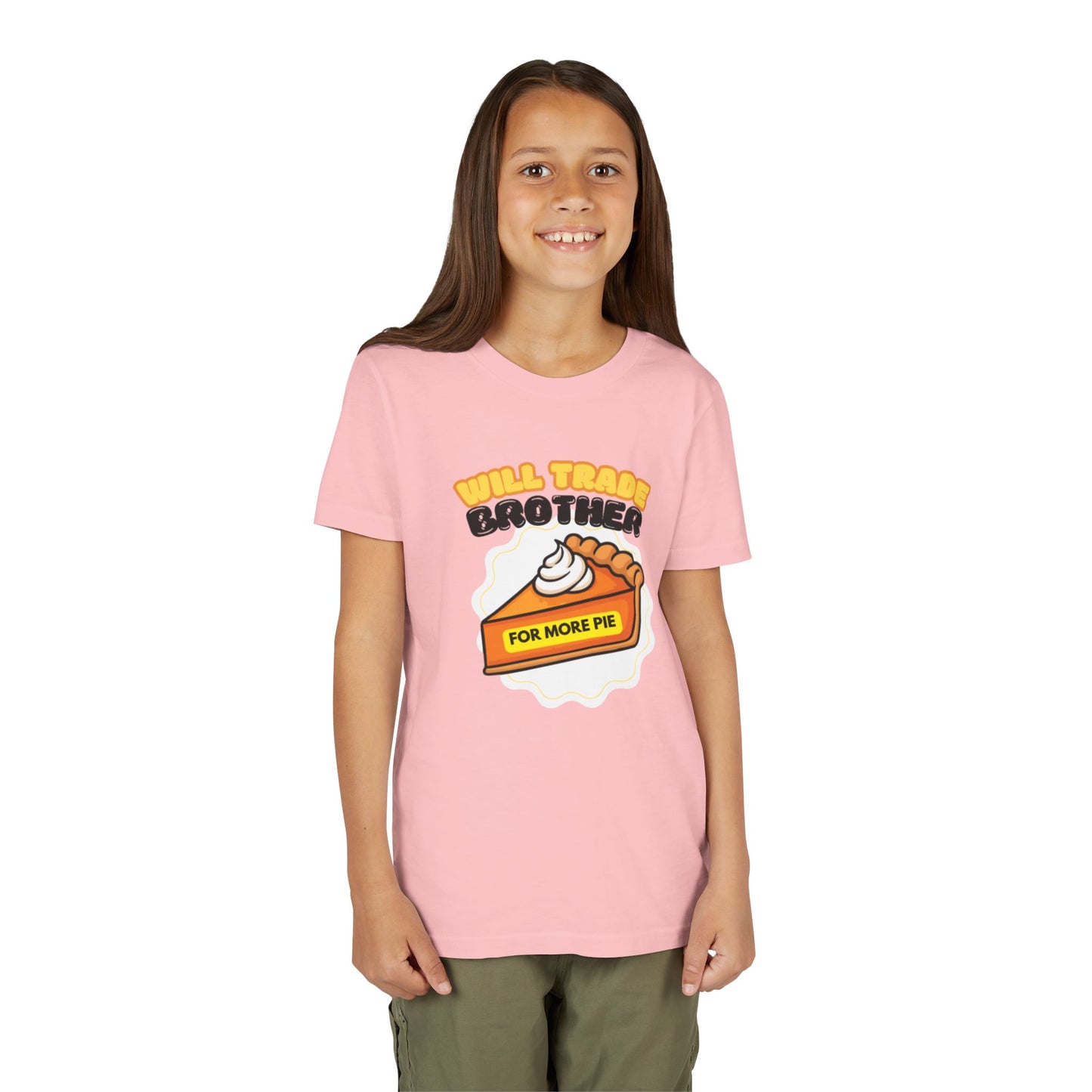 Youth Tee — "Will Trade Brother For More Pie" Thanksgiving Kids T-Shirt