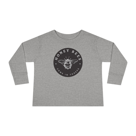 Honey Bees Come in Threes -2 -6 Years Old-Toddler Long Sleeve Tee, Toddler Gifts, Kids Apparel, Triplet Tee, Bee Lover Shirt, Matching Baby Outfit