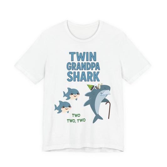Twin Grandpa Shark T‑Shirt – Cute Grandpa & Twin Grandkids Family Tee