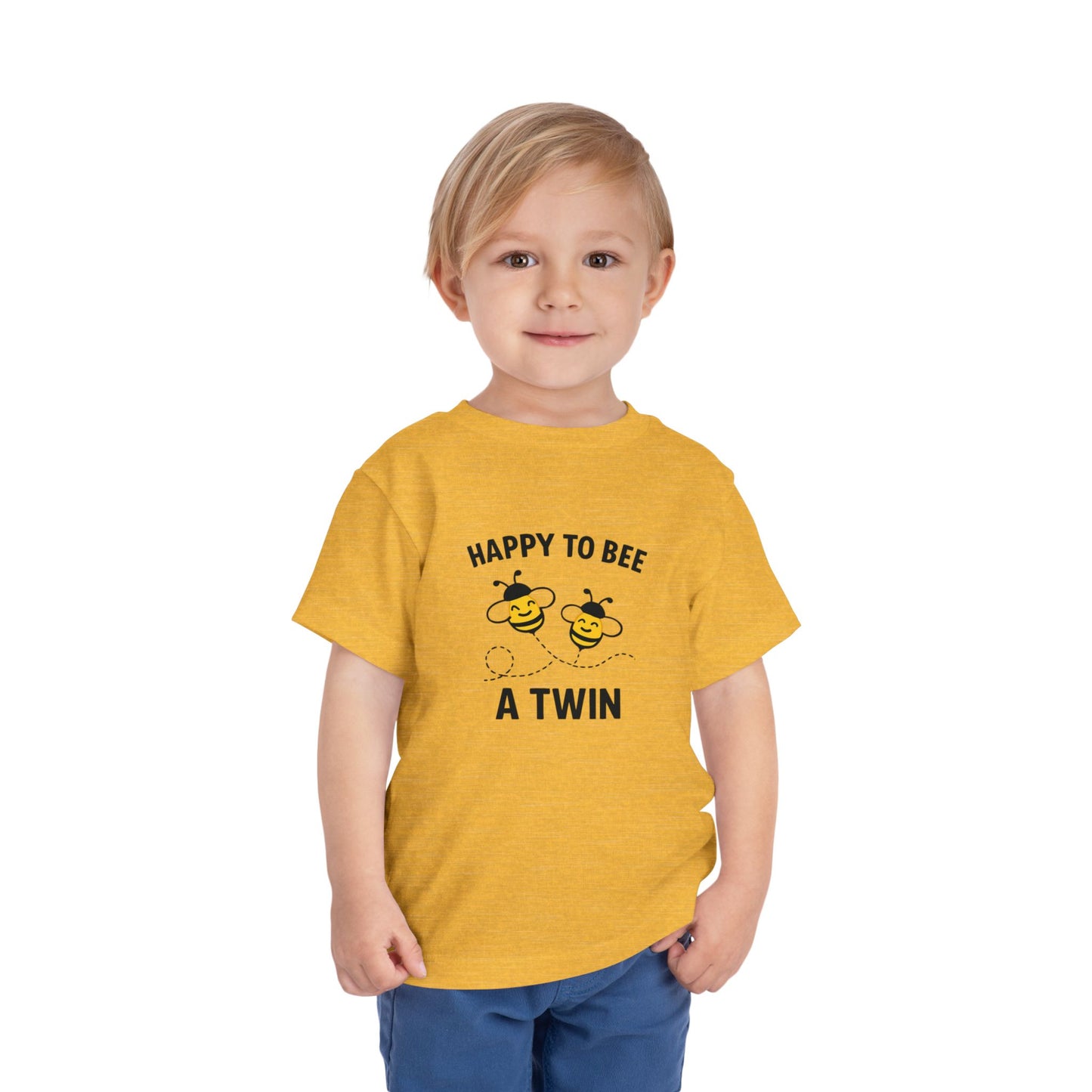 Happy To Bee A Twin Toddler Tee — Cute Bee Twins Shirt for Siblings