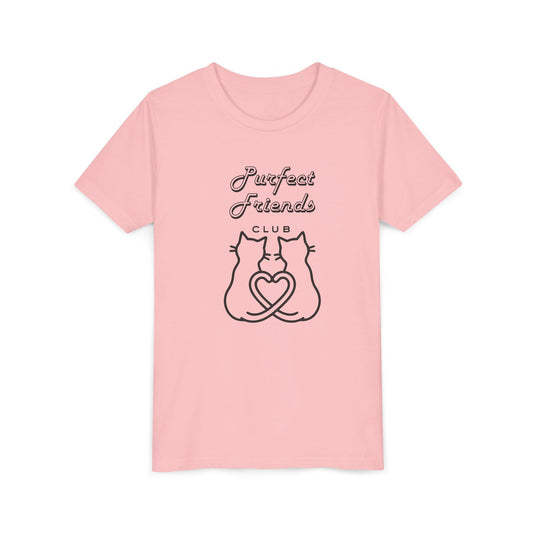 Youth Tee — "Purrfect Friends Club" Cat Graphic