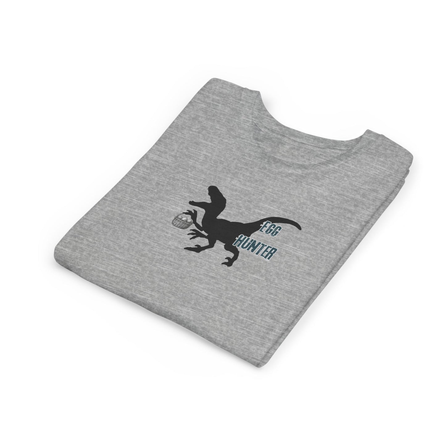 Kids T‑Shirt – 'Egg Hunter' Raptor Dinosaur Easter Tee
