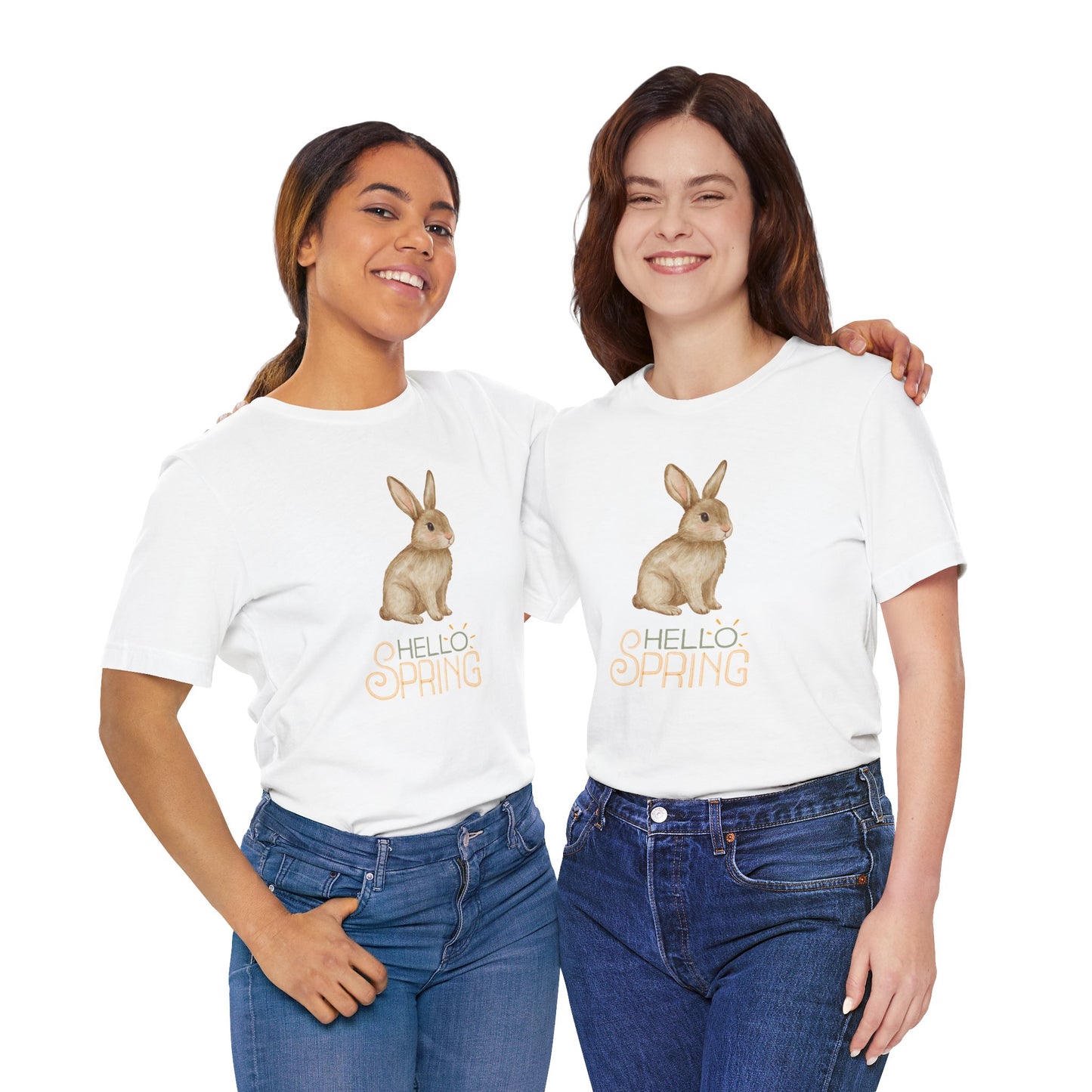 Hello Spring Bunny T-Shirt — Cute Watercolor Rabbit Spring Tee