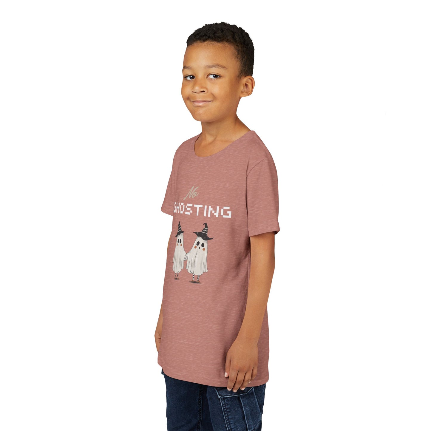 Youth Tee - "No Ghosting" Cute Ghost Kids Halloween T-Shirt